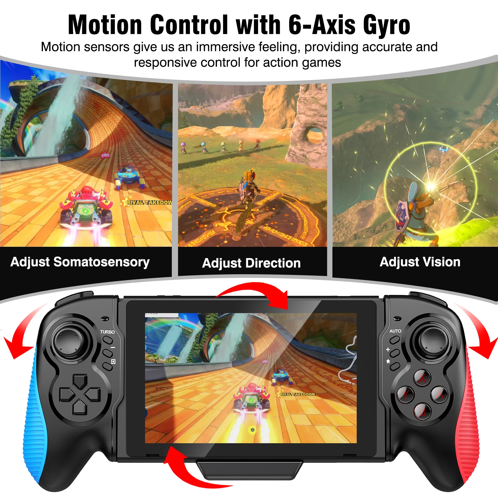 For Nintendo Switch Gamepad Controller Built-in 6-Axis Gyro Design Handheld Grip Double Motor Vibration For Switch Joy Game Pad