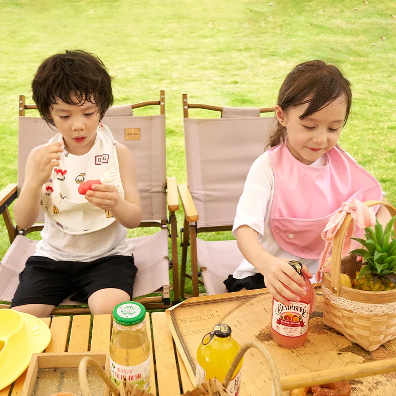 Kids Dining Printing Feeding Bib Waterproof Bibs with Food Scraps Catcher Pocket Soft Adjustable Snaps for Infants