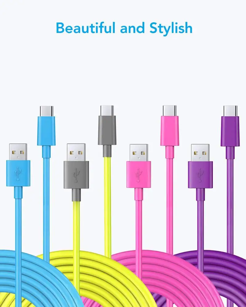 USB Type C Cable,Neon Yellow USB C to USB A Charger Fast Charging Cord for Samsung Galaxy