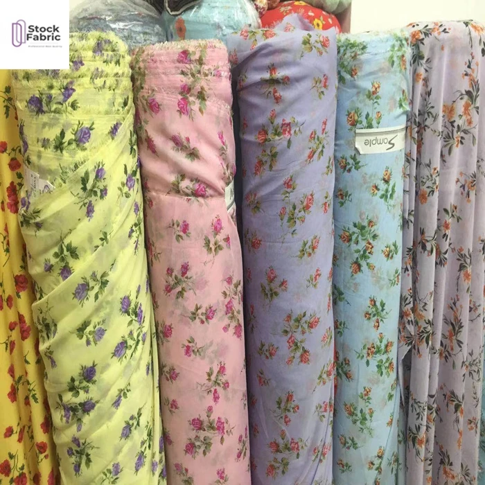 Горячая продажа 75D 100% поли шифон печать ткани на складе ткани в Китае