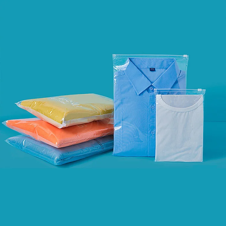custom recyclable pe bags frosted  zipper top plastic bag ziplock garment bags with zipper