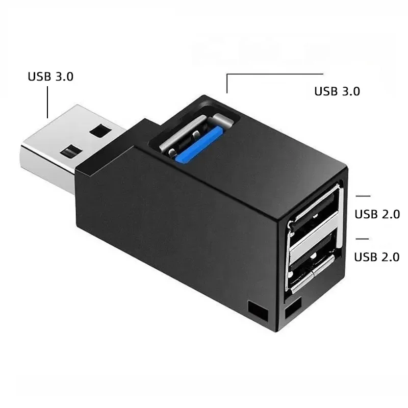 USB 3.0 HUB Adapter Extender Mini Splitter Box 3 Ports High Speed For PC Laptop U Disk Card Reader