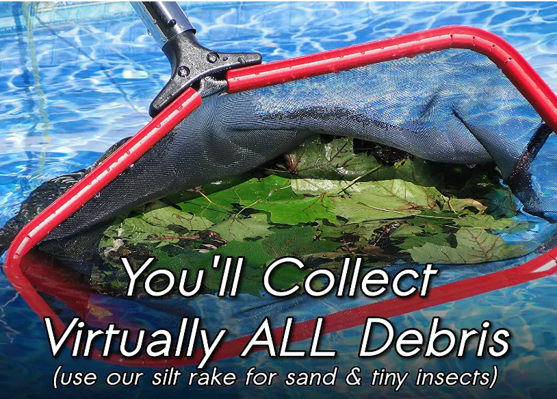 Heavy Duty Aluminum Frame Swimming Pool Accessories Large Deep Bag Leaf Rake Pool Skimmer Net for Pool Spa Pond Fountain