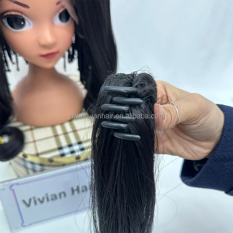 Vivian hair long curly wavy synthetic claw clip rasta hair ponytail for kids ponytail hair extension with claw clips