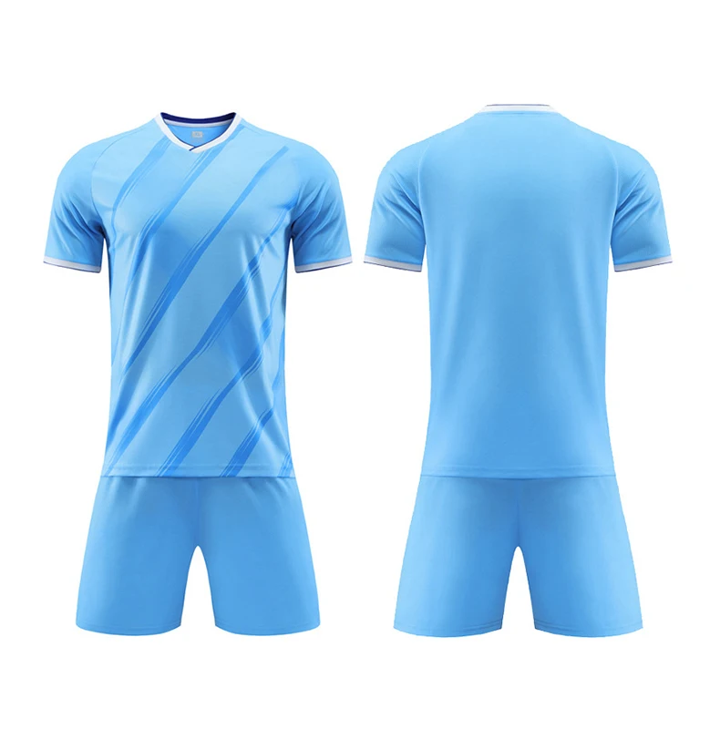 New Striped Soccer Kits Custom Jersey Uniform Unisex Jogging Suit Adult Football Jersey Gray Color Breathable And Quick-drying