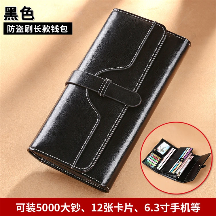 cheap long real leather rfid blocking lady purse women wallet  wholesale