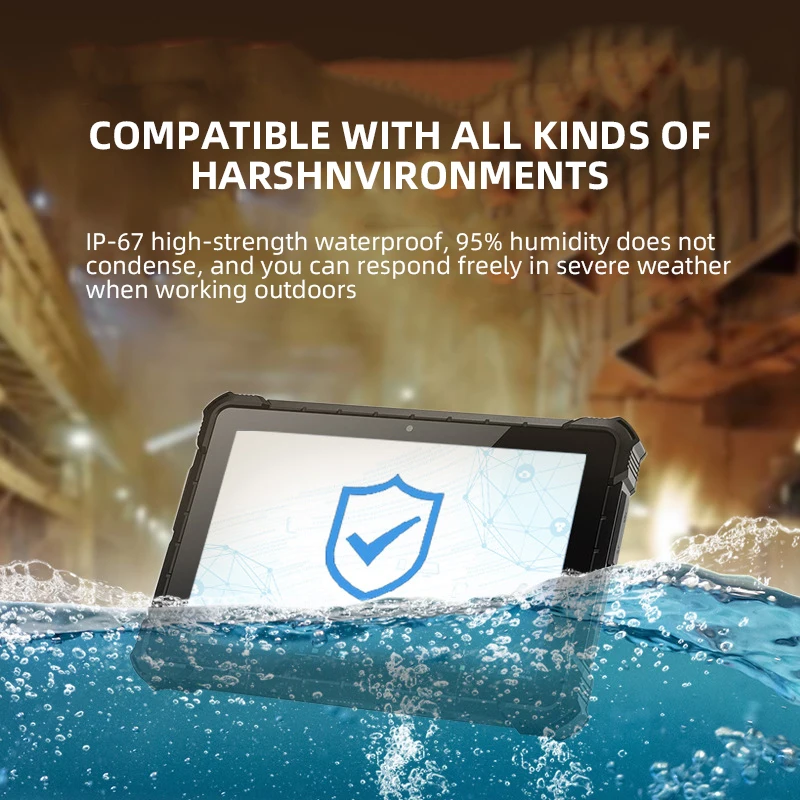 Waterproof IP67 Android Tablet 10.1 inch Tough Screen Linux 7.1 NFC Industrial Rugged PC With CE