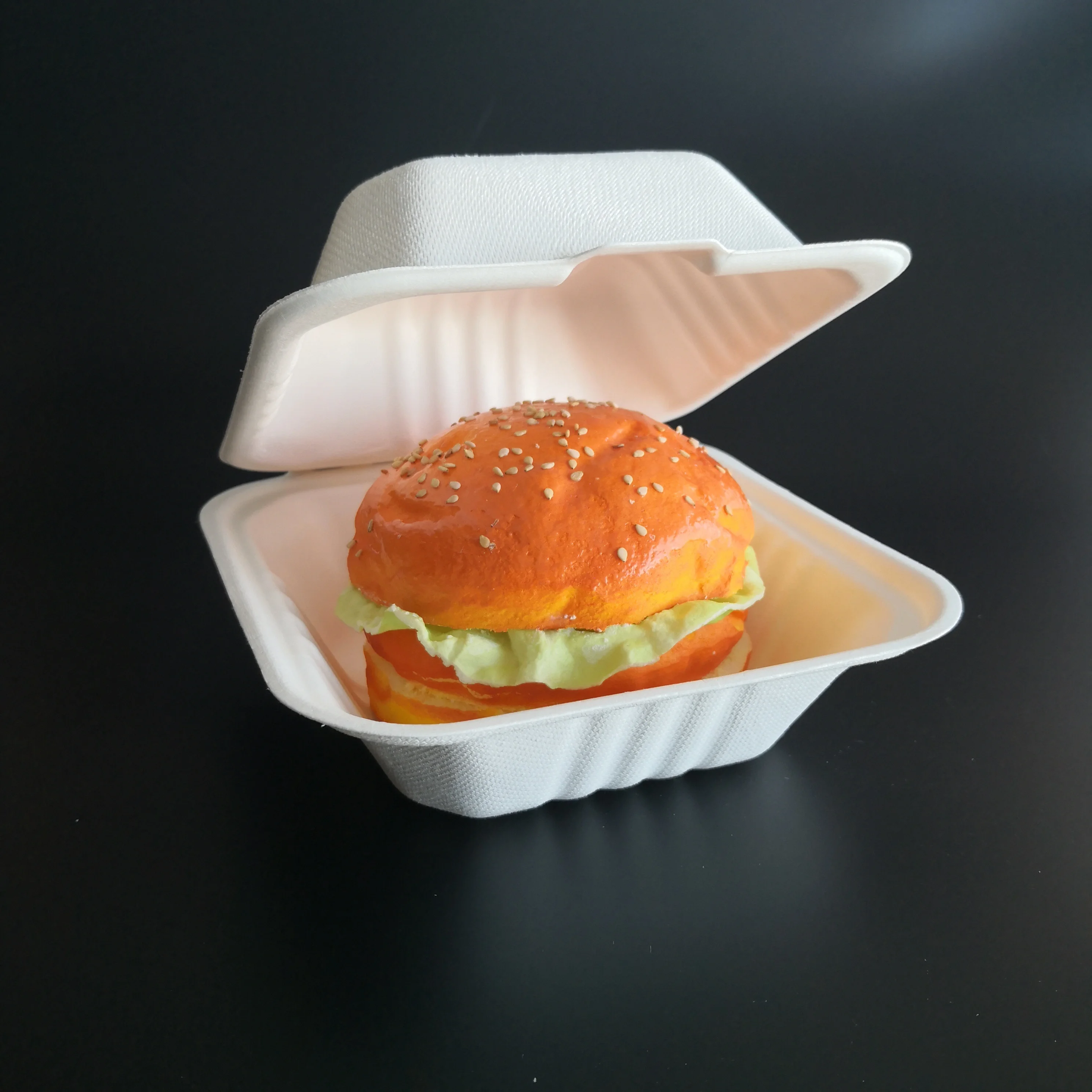 Recycle Biodegradable Sugarcane Disposable 5 Inch 6 Inch Paper Pulp Hamburger Container Burger Box Hamburger Packing