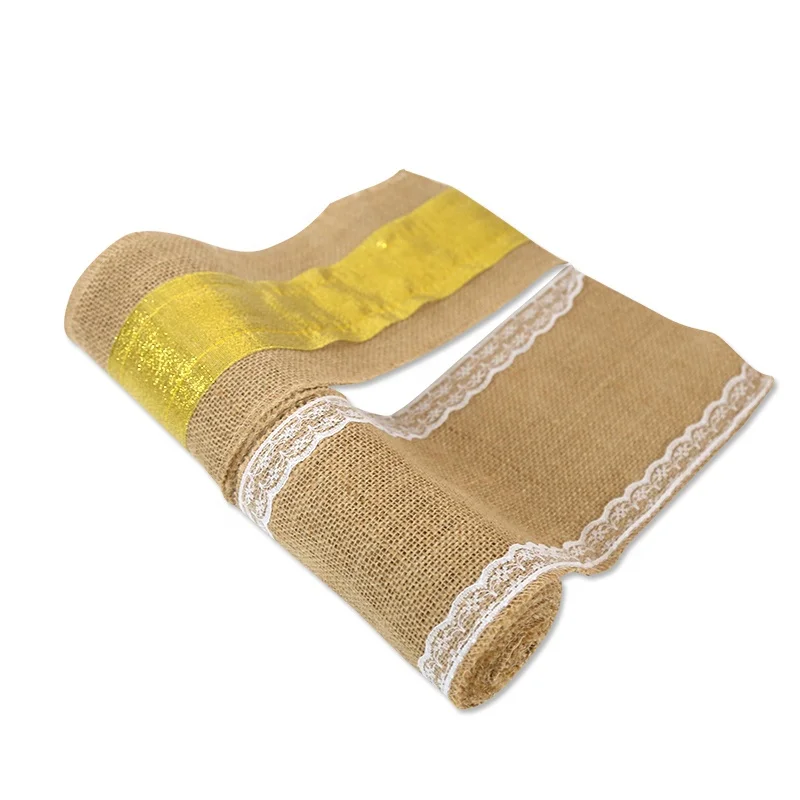 Party material diy bag warrping wedding decorative gift packing jute burlap ribbon