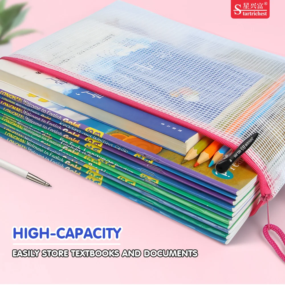 Transparency A4 File Bag Mesh Zipper Collected Bag Clear File Document Bag