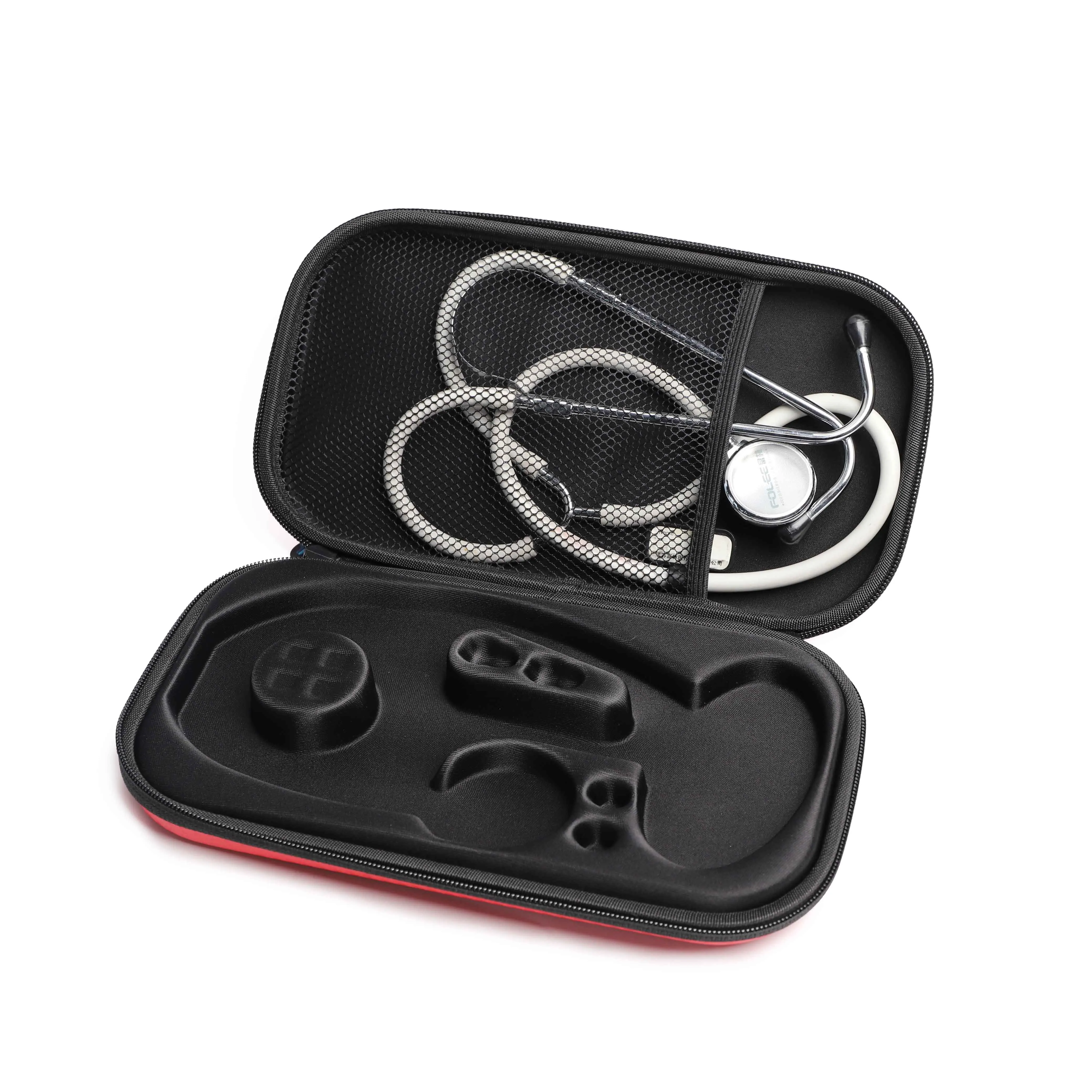 Custom EVA Carbon Fiber Medical Packaging Stethoscope Storage Box Holder Case with mesh pocket