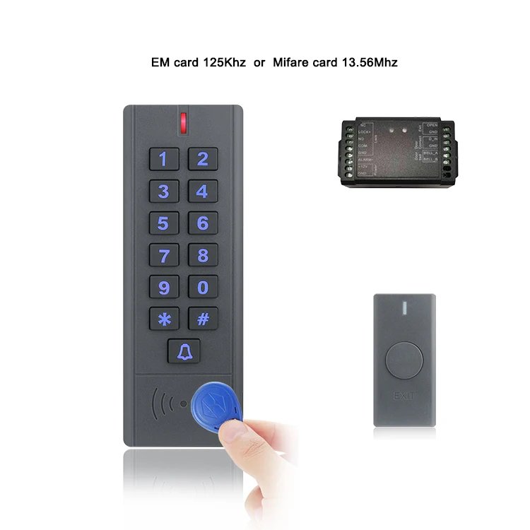 waterproof plastic standalone keypad door exit button wireless access controller kit
