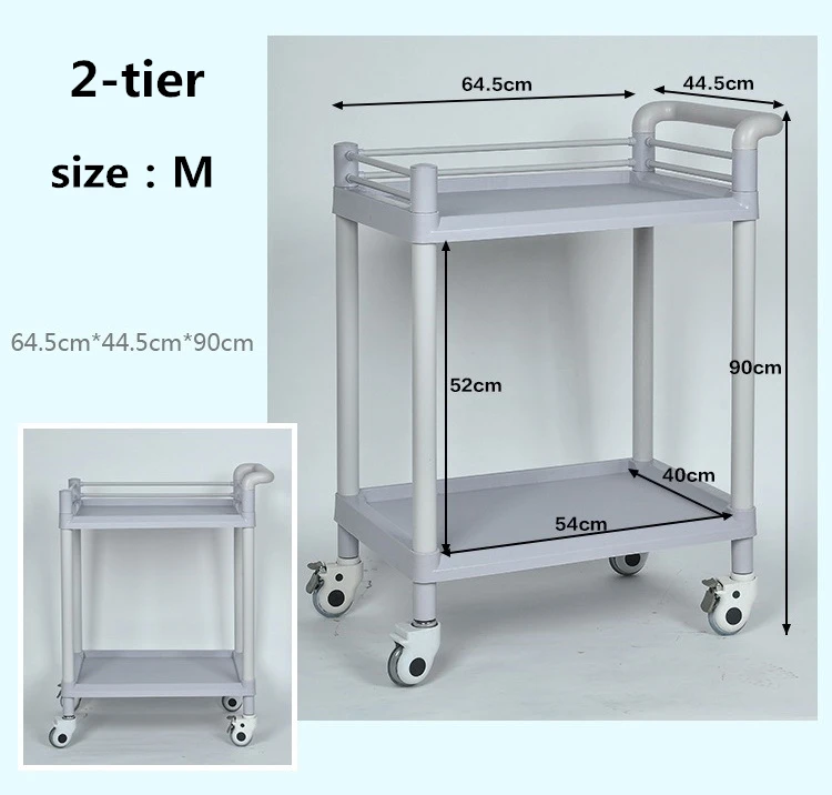 Multifunction ABS Hospital Plastic Emergency Trolley Medical Cart With Drawer