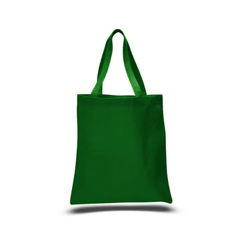 reusable green blank shoulder canvas tote bag