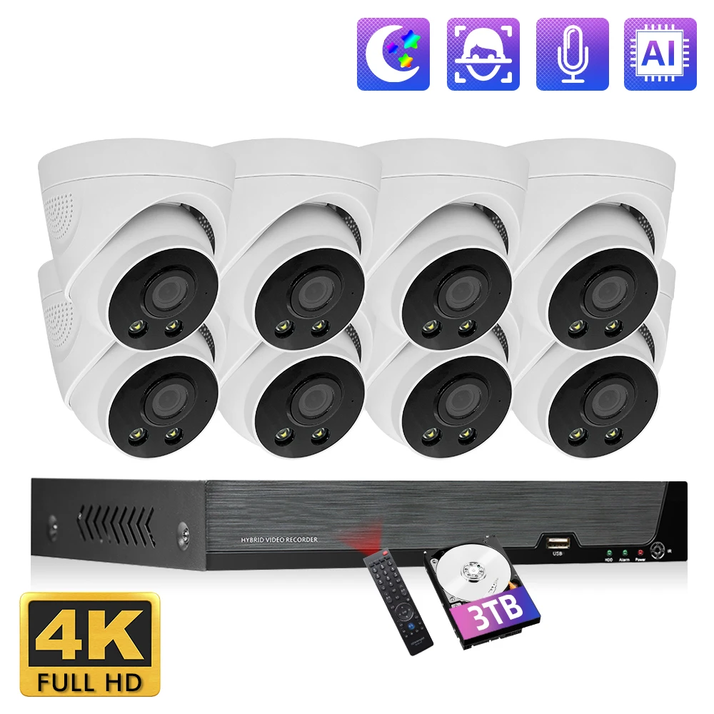Система домашней безопасности комплект беспроводной Ip-камеры Full Hd сетевой видеорегистратор 8 каналов 4 канала система