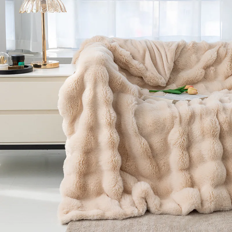 Best Sell Sherpa Bed Fleece Throw Mink Knitted Fur Blanket Soft for Home Decor Winter King Wholesale Christmas Gift
