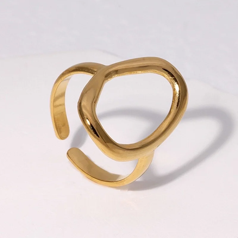 Irregular Circle Geometric 18k Gold Ring for Women Silver Stainless steel Fashion Jewelry Rings