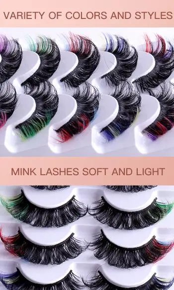 Free sample High same mink hair color eyelashes thick curling eye end false eyelashes