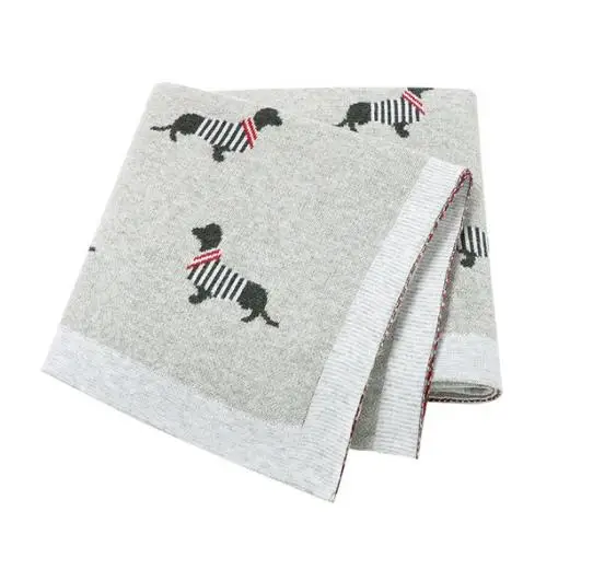 Wholesale cartoon animal baby blanket cotton newborn baby cable knit throw blanket