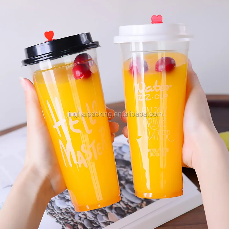 Disposable Plastic Bubble Tea Cup Milk Tea Ice Coffee Plastic PP Cup with Lids Take Out  PP Cups 500ML 700ML 360ML