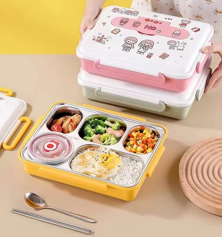 Eco Friendly Leakproof Reusable Sealed Compartment Lunch Box Stainless Steel Kids School Bento Box