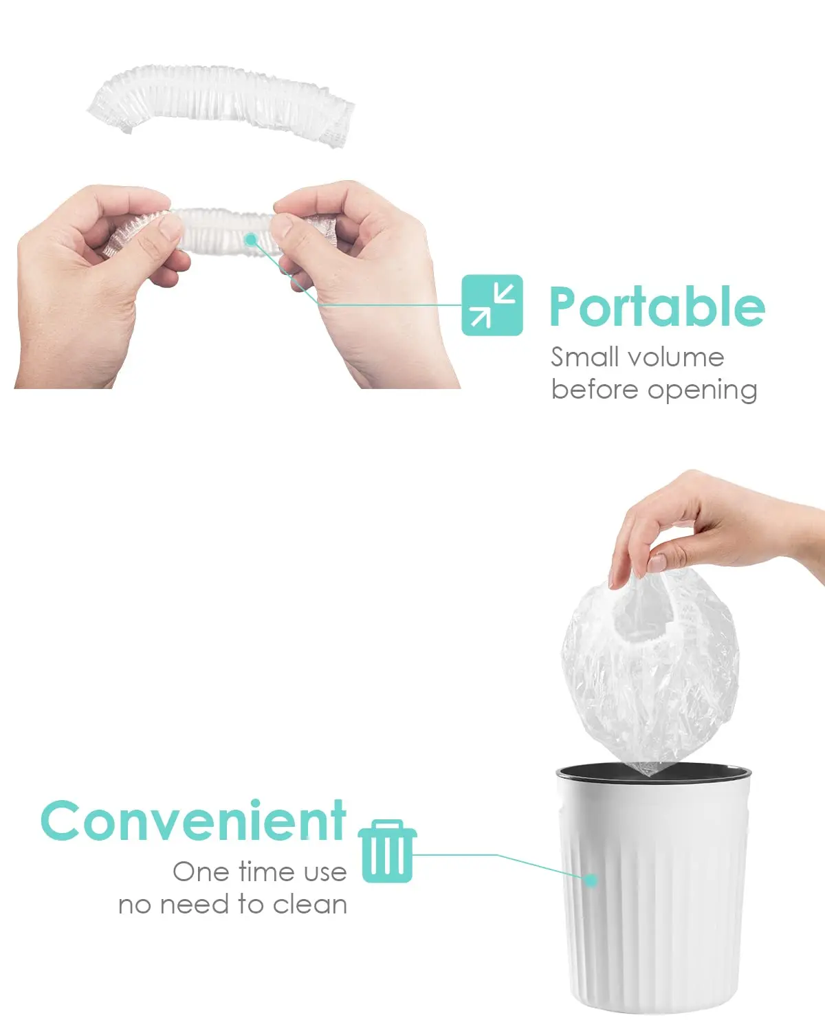 100PCS Custom shower cap for braids for Women PE Disposable Clear cleaning no rinse shampoo cap