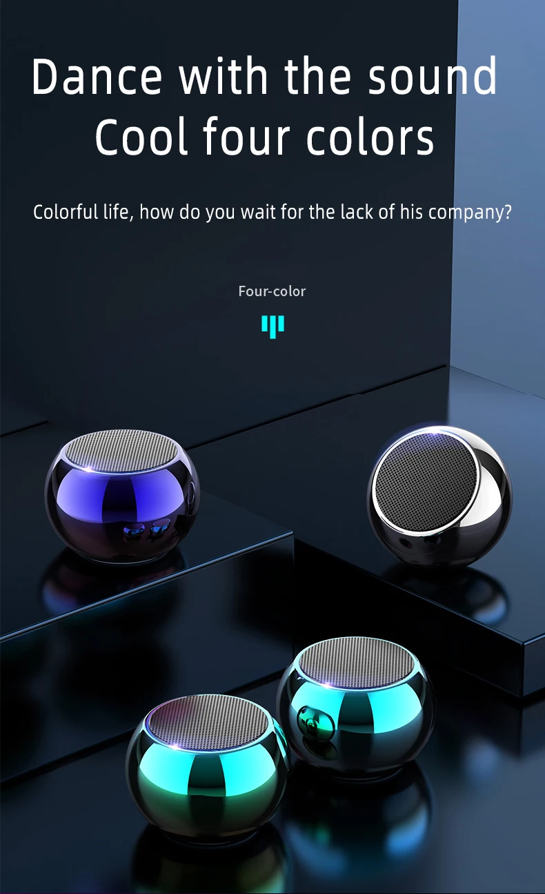 Dropshipping 2021 Tws Super Mini Multifunction Outdoor Sports Portable Round Small Steel Cannon Wireless Bt Speaker Manufacturer
