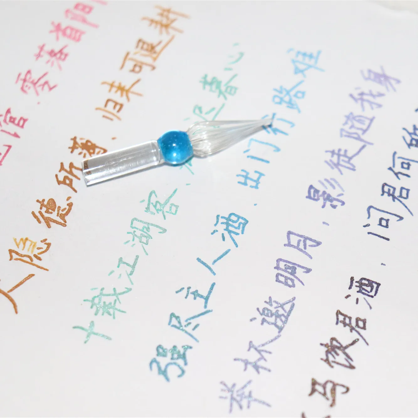 DIY Crystal Feather Pen Kits Self-assembly Glass Dip Pen Tip Woodturning Fountain Ink Pen Kit Glass Nib