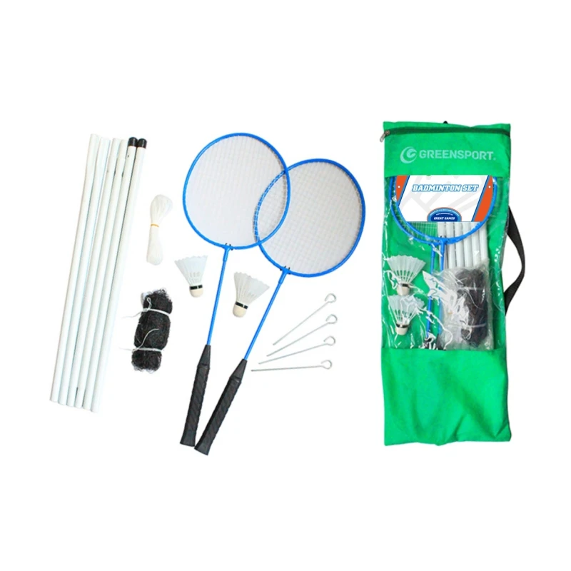 Набор для бадминтона, ракетка для бадминтона с металлическими рейками и воланом для бадминтона, для уличных тренировок, 2 игрока
