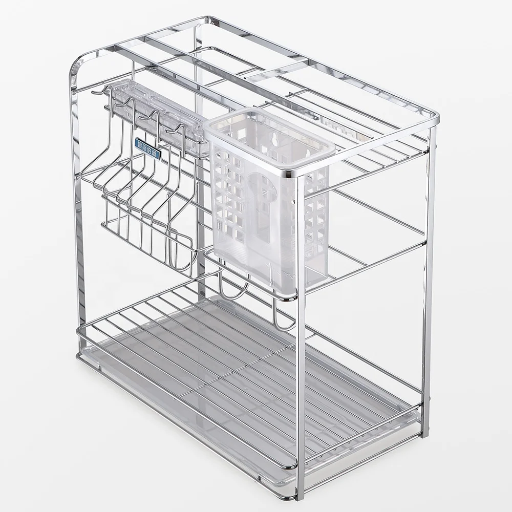 Kitchen stainless steel draw drawer spice rack organizers organizer cabinet pull out pan storage health wire pullout basket