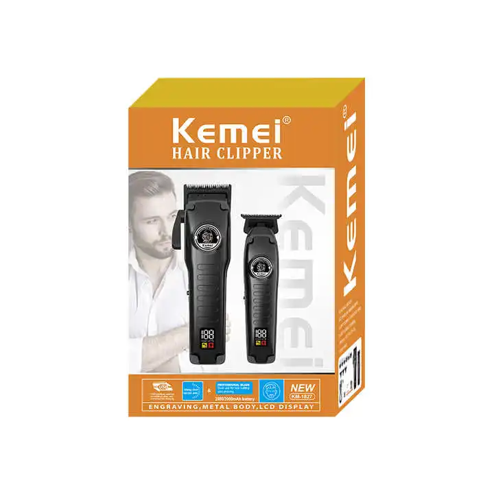 Kemei KM-1827 Professional  USB Cordless Hair cutter Salon Hair Clippers Sets LCD Digital Coil Motor Hair Trimmers kit