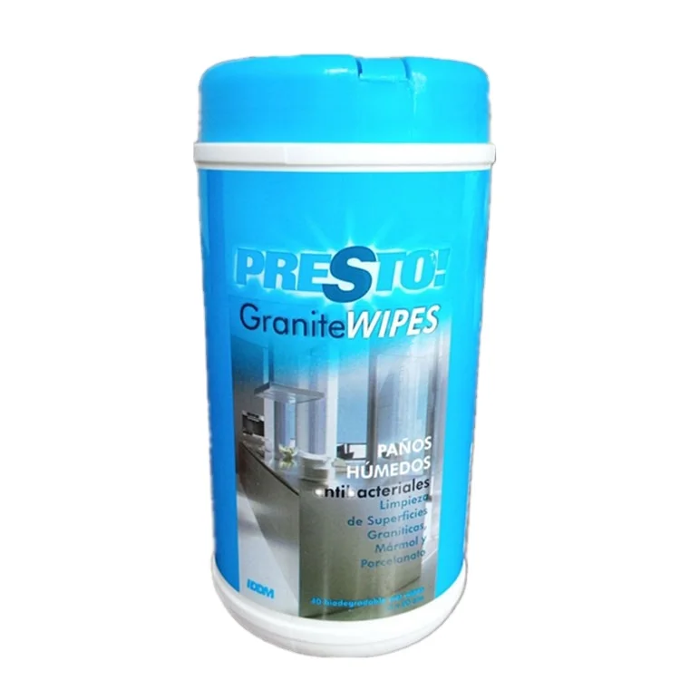 Wet Wipes Manufacturer Private Label  40pcs Household Cleaning Wet Tissues in Canister Lemon Parallel Fabric