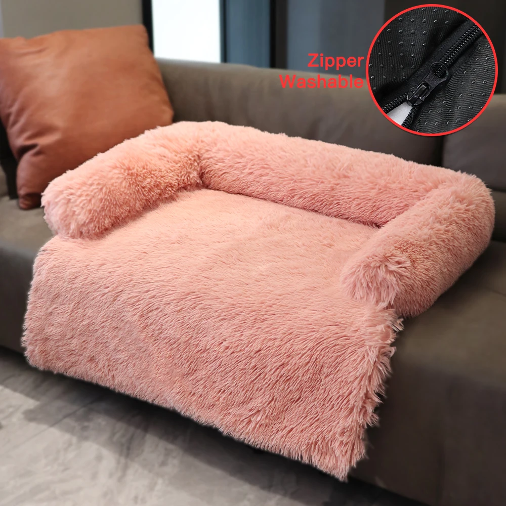 Washable Long Plush Pet Dog Couch Removable Cushion