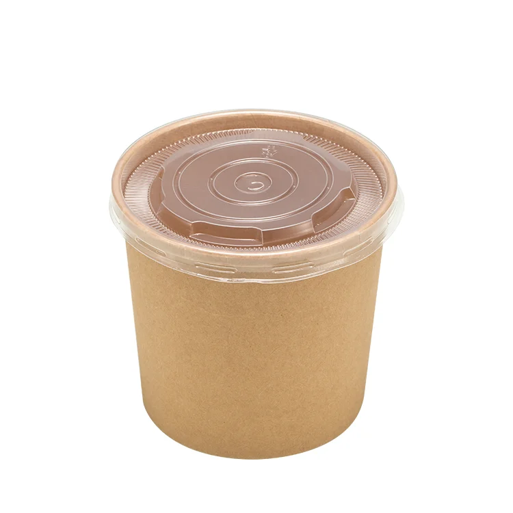  LOKYO пользовательская печать 8oz 12oz 16oz 26oz 32oz Горячая круглая чаша коричневая крафт-бумага Одноразовая чашка для