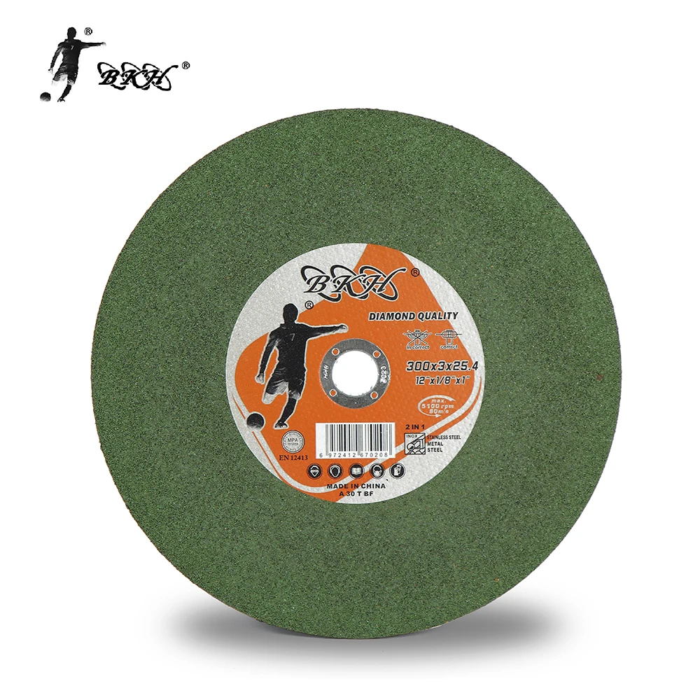 BKH GREEN single net 12inch  300*3*25.4mm chop saw Metal Smooth cutting wheels with MPA