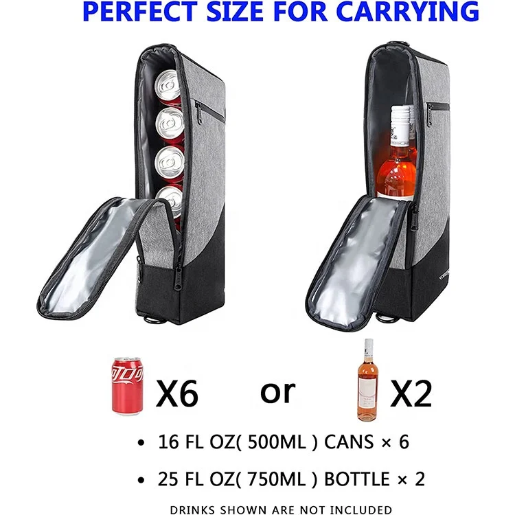 Golf Cooler Bag Insulated 6 Pack Can 2 Bottle Wine Coolers Soft Golf Cooler Bag with Adjustable Shoulder Strap