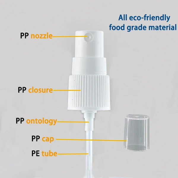 24/410  Black Mist Oil Sprayer Bottle Spray Plastic Cap, Essential Oil Spray Mist Nozzle