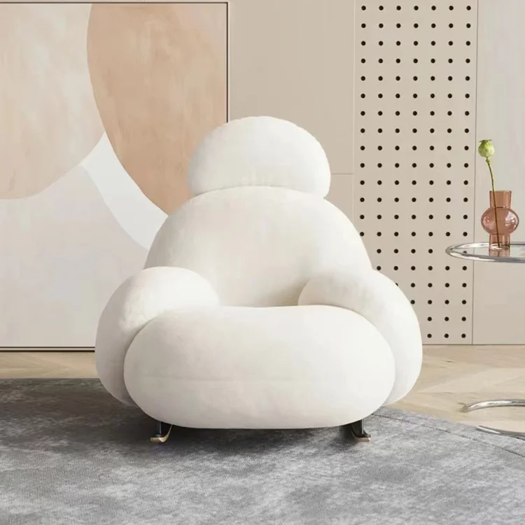 White Teddy Velvet Chairs Accent Chair Modern Rocking Chair Sofa For Home