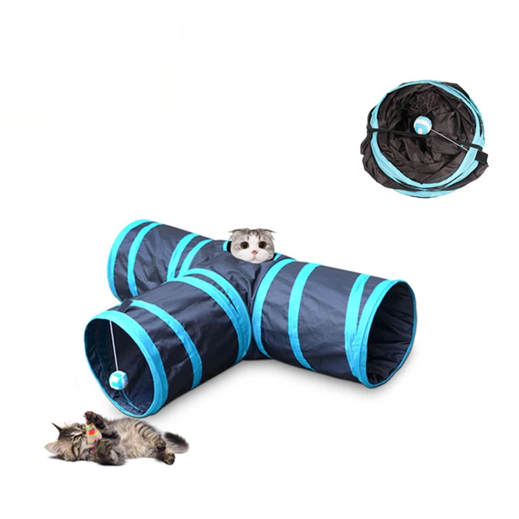  Indoor Outdoor Foldable 3 Holes Way Funny Pet Cat Training Tunnel House