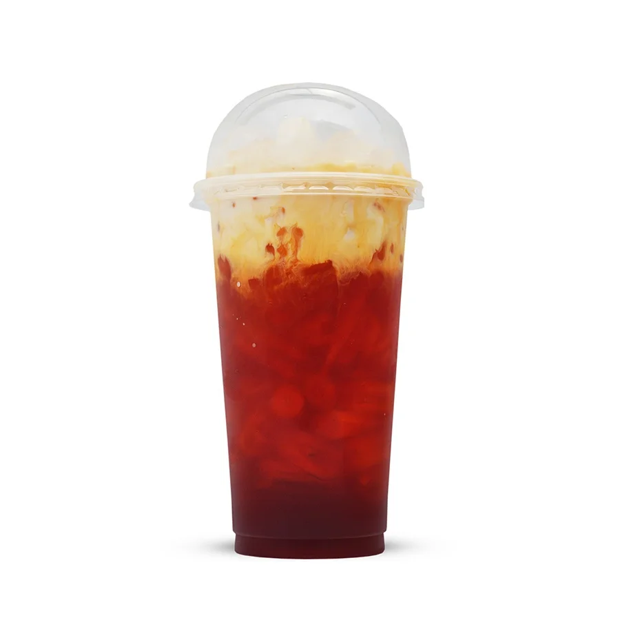 Customized Takeaway Coffee Cup Disposable Transparent Lid Boba Cup Clear Plastic Dessert Cups