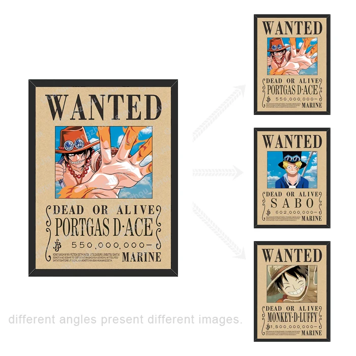 Wholesale One Piece Wanted ACE SABO LUFFY 3D Triple Transition Lenticular Anime Poster  For Promotional Gift