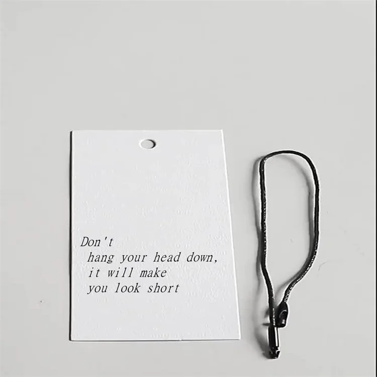 Custom Luxury Garment Swing Tags Clothes Label Print Name Logo Plastic Hang Tag With String Paper Hangtags For Clothing Own Logo