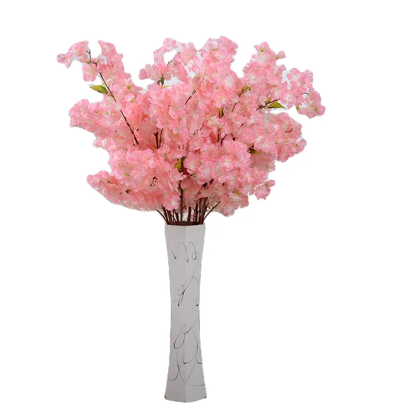 2024 Artificial White Pink Color Cherry Blossom Branches For Wedding Centerpieces Arch Tree Tall Vases