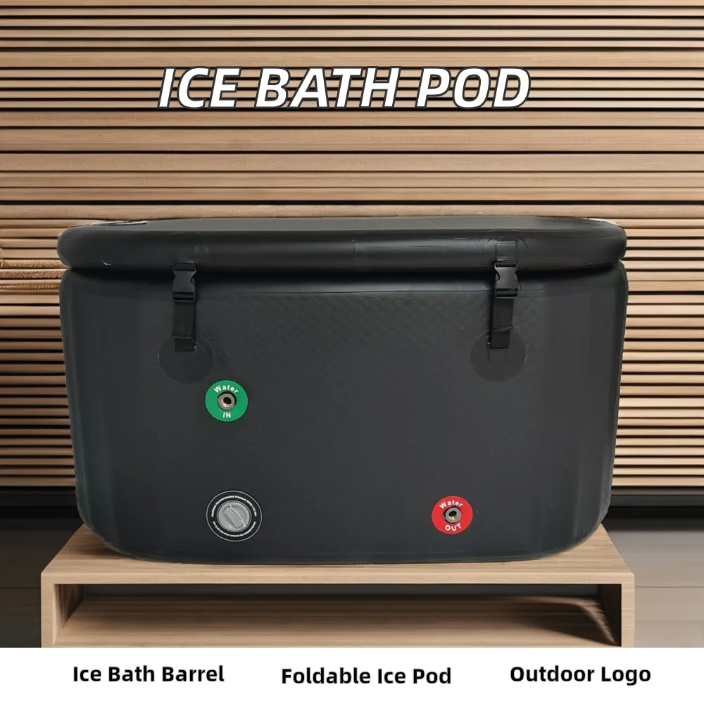 JZY SPORTS PVC Folding Cold Plunging Ice Bath Tub Free Standing Pool with Cover for Sports Recovery Portable Therapy