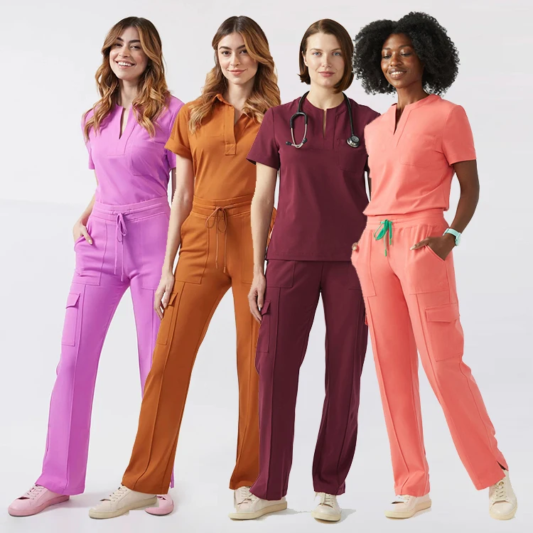 New Fashion Sexy Open Crew Neck Set Scrubs Uniform Nursing Scrubs Salon Spa Uniforms Suit Women Scrub Uniform