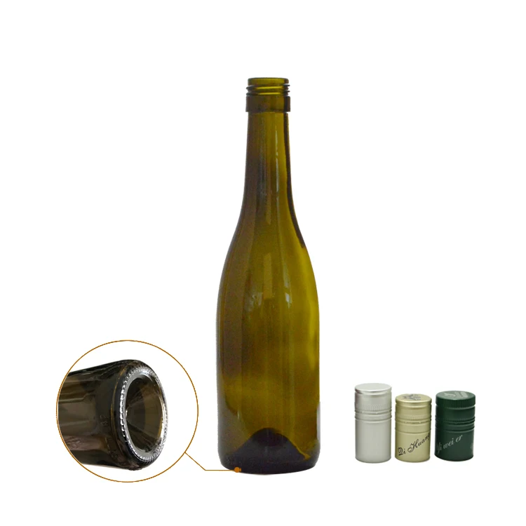 Cheap 375ml Burgundy Green Colored Mini Glass Wine Screw Top Bottle For Alcohol Drink