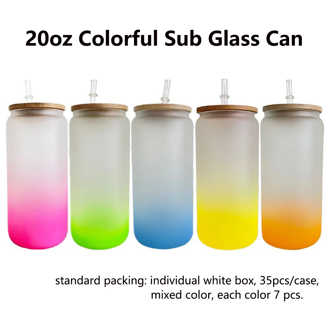 US Warehouse 12oz 16oz DIY blank sublimation beer glass can with bamboo lid and straw Clear Beer Glass for sublimation printing