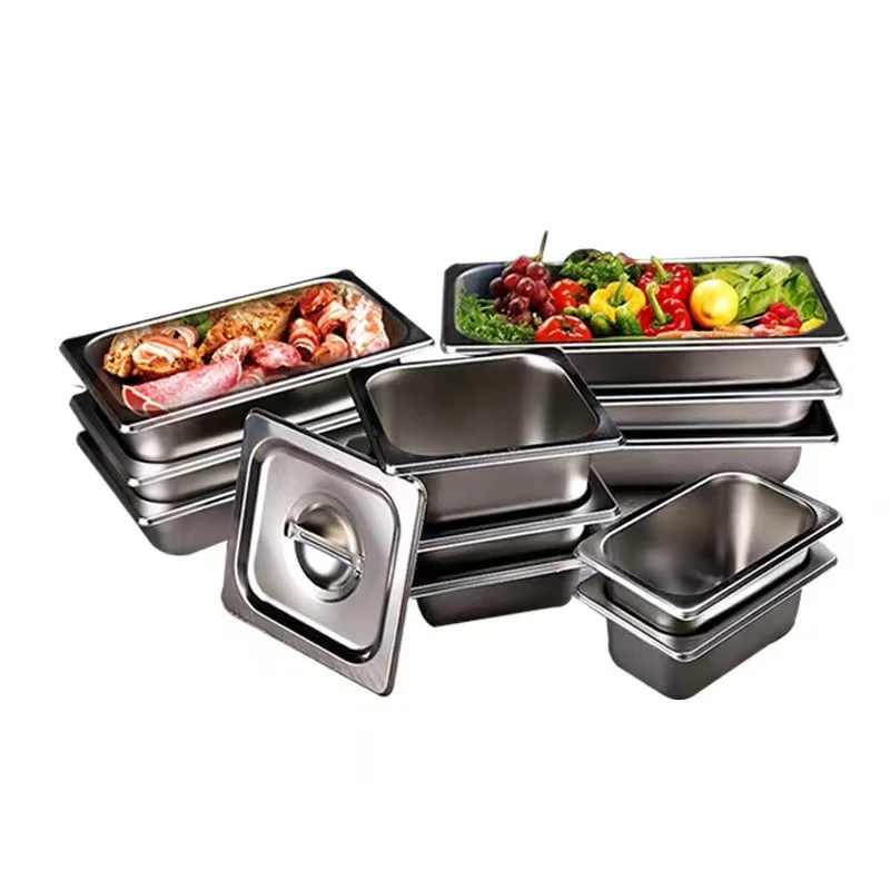 New Stainless Steel American Style 1/2 Gn Pan With Stainless Lid Hotel Restaurant Storage Food Depth Gastronorm Containers