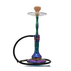 High Grade Rainbow Color Stainless Steel German Hookah Shisha Luxury Glass Sishas Hookah Large Hookah Smoking Set Lounge