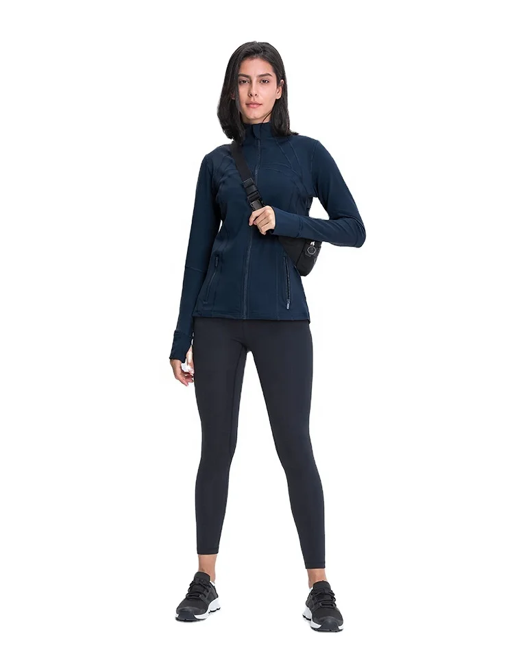 Wholesale Women Sportswear High Quality Spandex Jacket Custom Sports Gym Yoga Wear Workout Women Zip Fitness Jacket